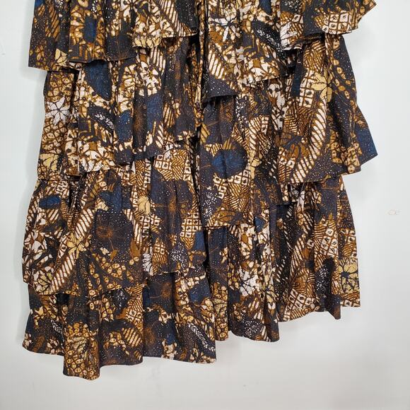 Ulla Johnson Estela Asymmetric Tiered Floral-Print Dress Bronze Brown Size 2 - Picture 9 of 12